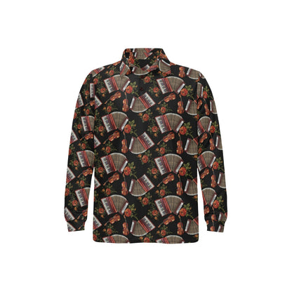 Accordion Print Design LKS403 Long Sleeve Polo Shirt For Men's