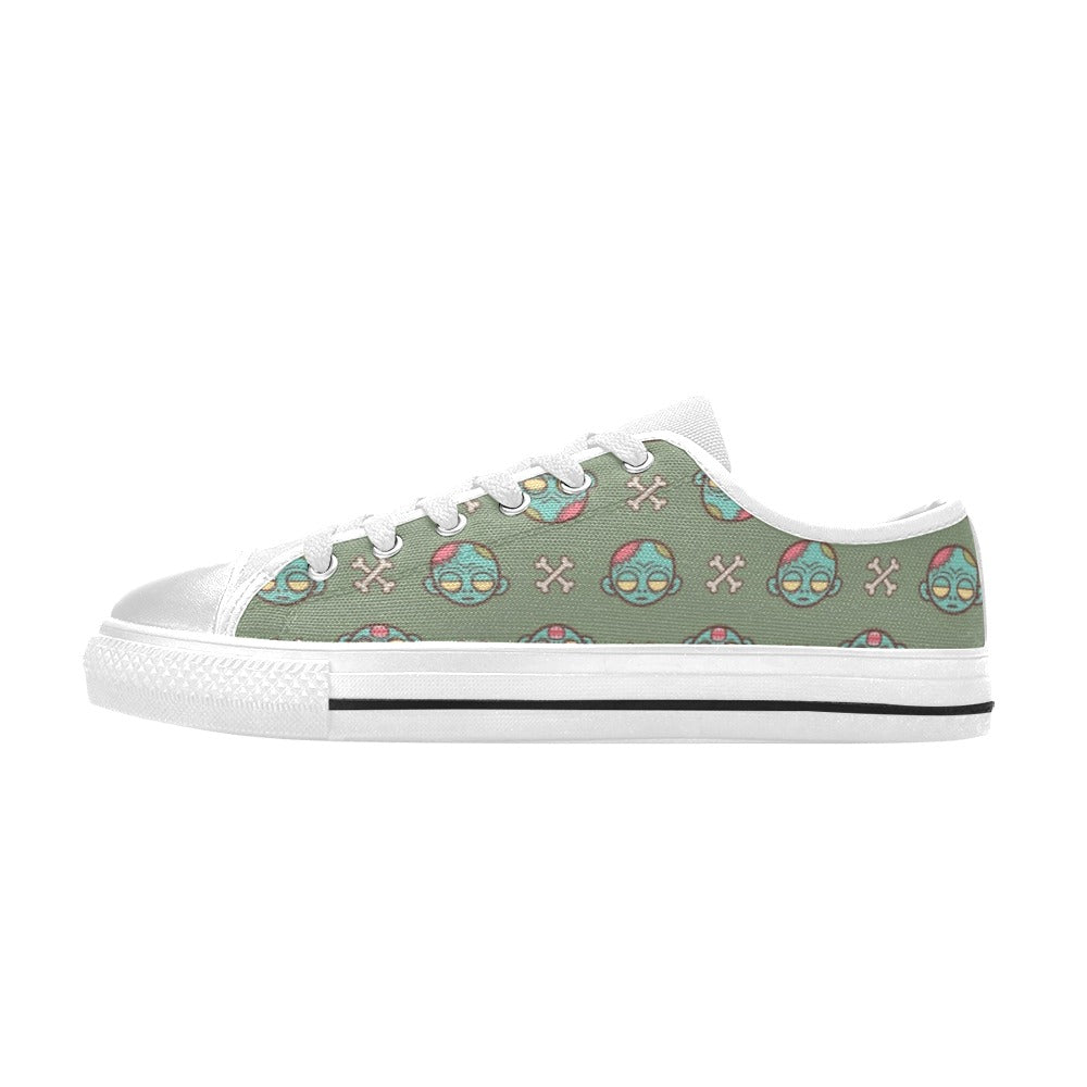 Zombie Print Design LKS301 Women's White Low Top Shoes