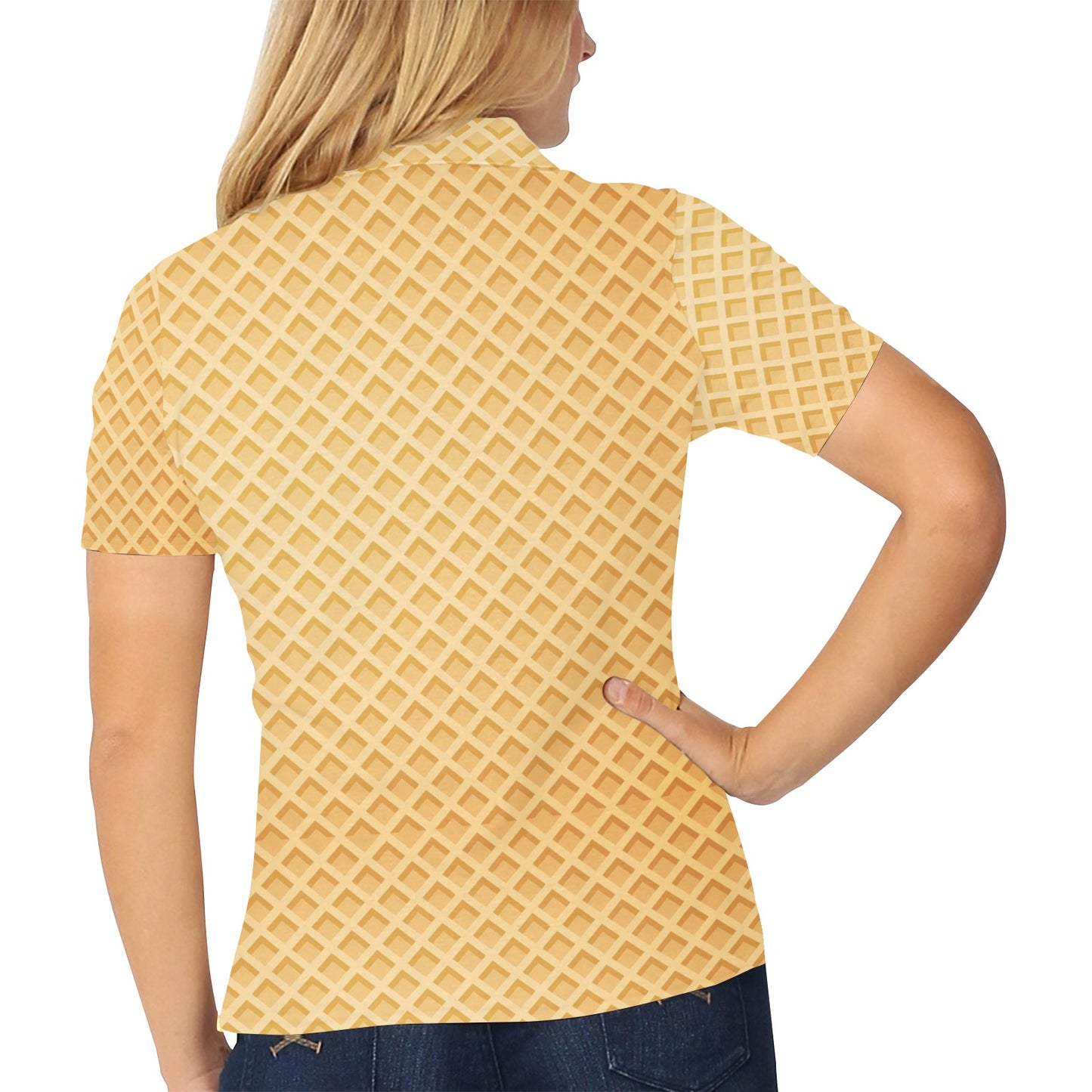 Waffle Texture Print Design LKS302 Women's Polo Shirt