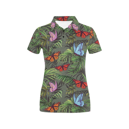 Monarch Butterfly Pattern Print Design 04 Women's Polo Shirt