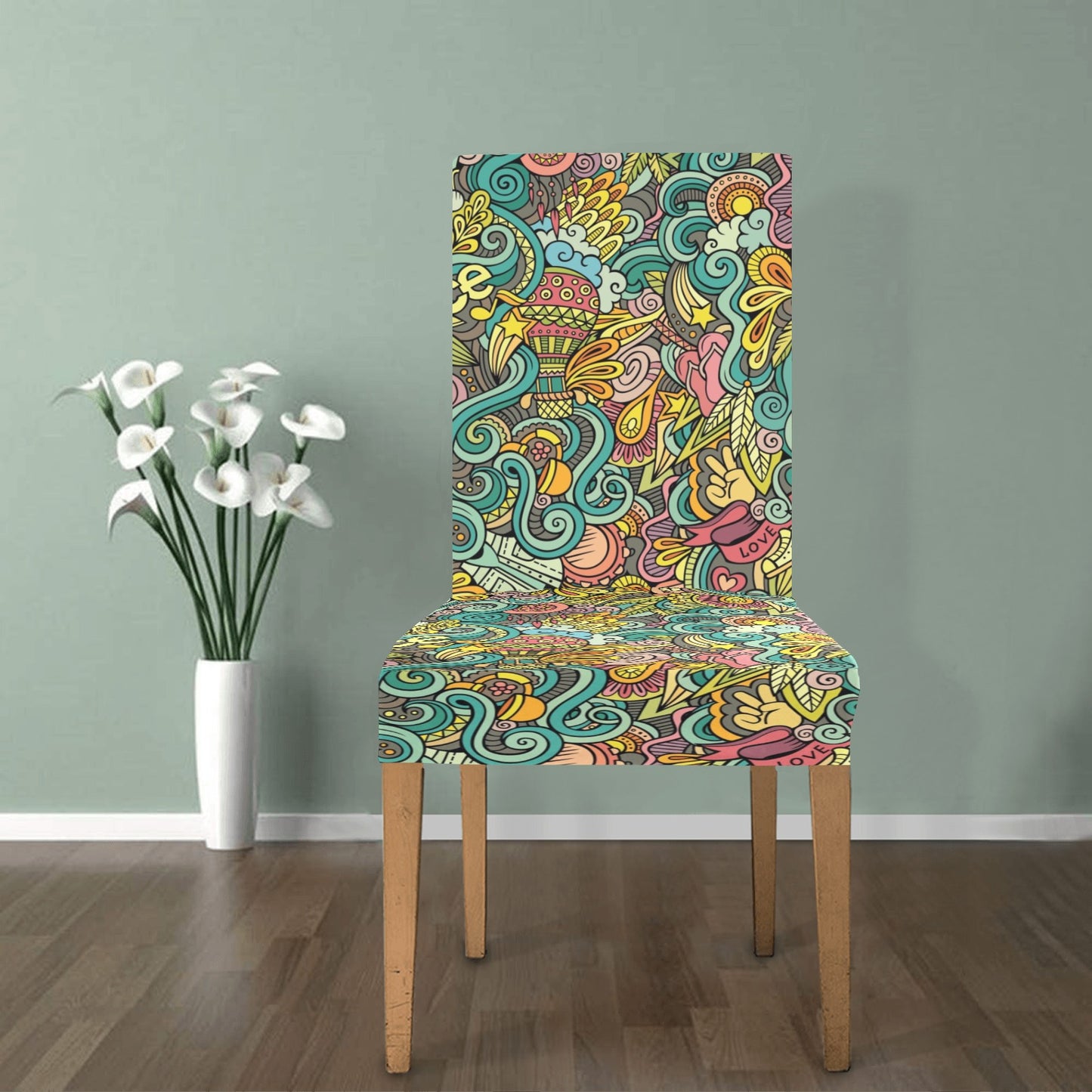 Hippie Print Design LKS302 Dining Chair Slipcover
