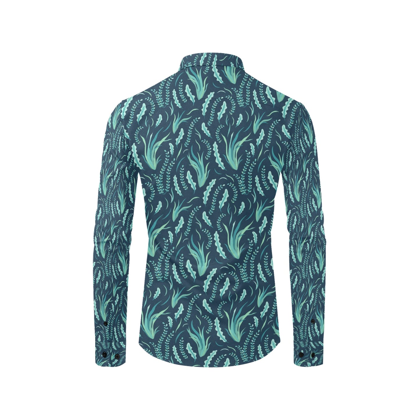 Seaweed Print Design LKS302 Men's Long Sleeve Dress Shirt