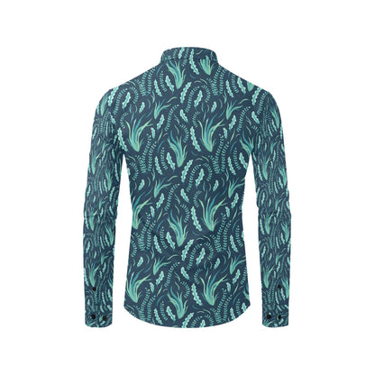 Seaweed Print Design LKS302 Men's Long Sleeve Dress Shirt