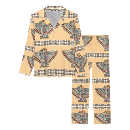 Native American Eagle Pattern Women's Long Pajama Set