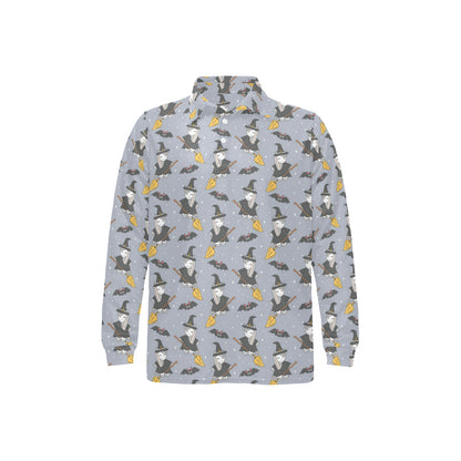 Witch Print Design LKS307 Long Sleeve Polo Shirt For Men's
