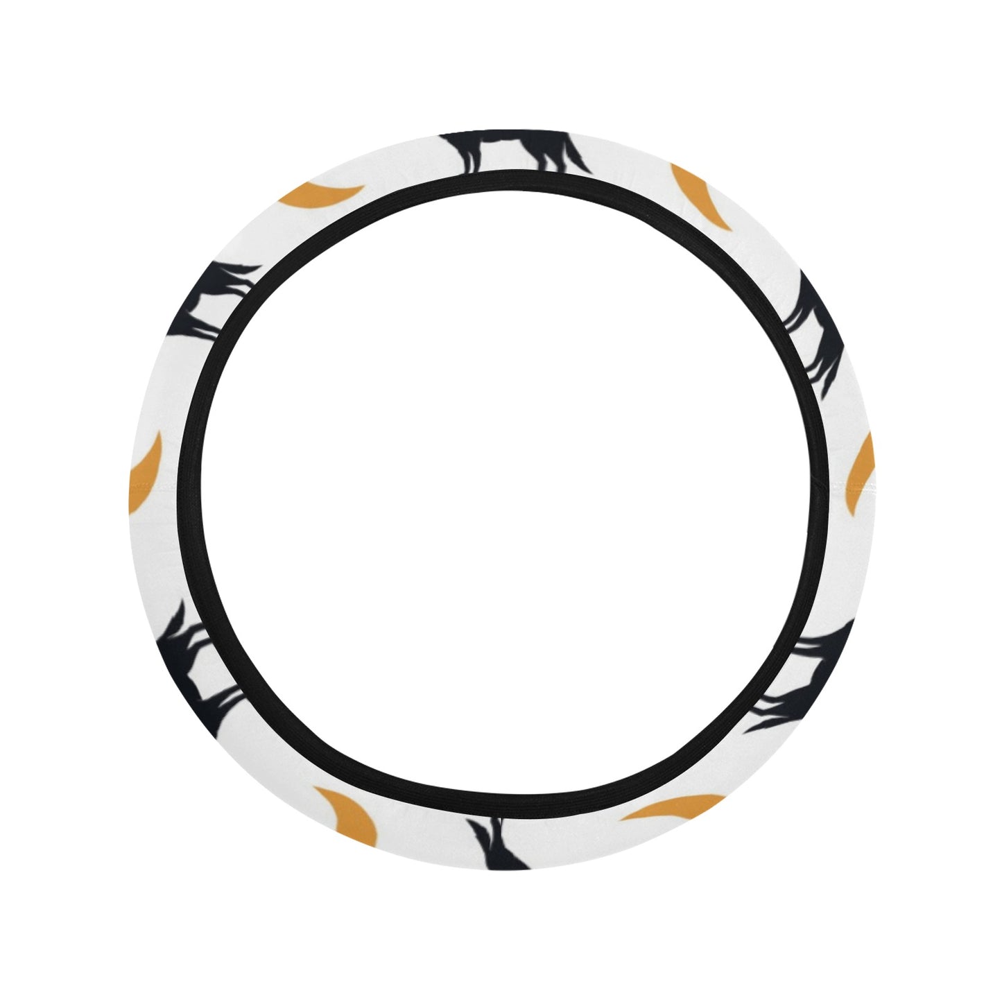 Wolf Moon Print Design LKS302 Steering Wheel Cover with Elastic Edge