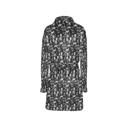 Skeleton Themed Print Women's Fleece Robe