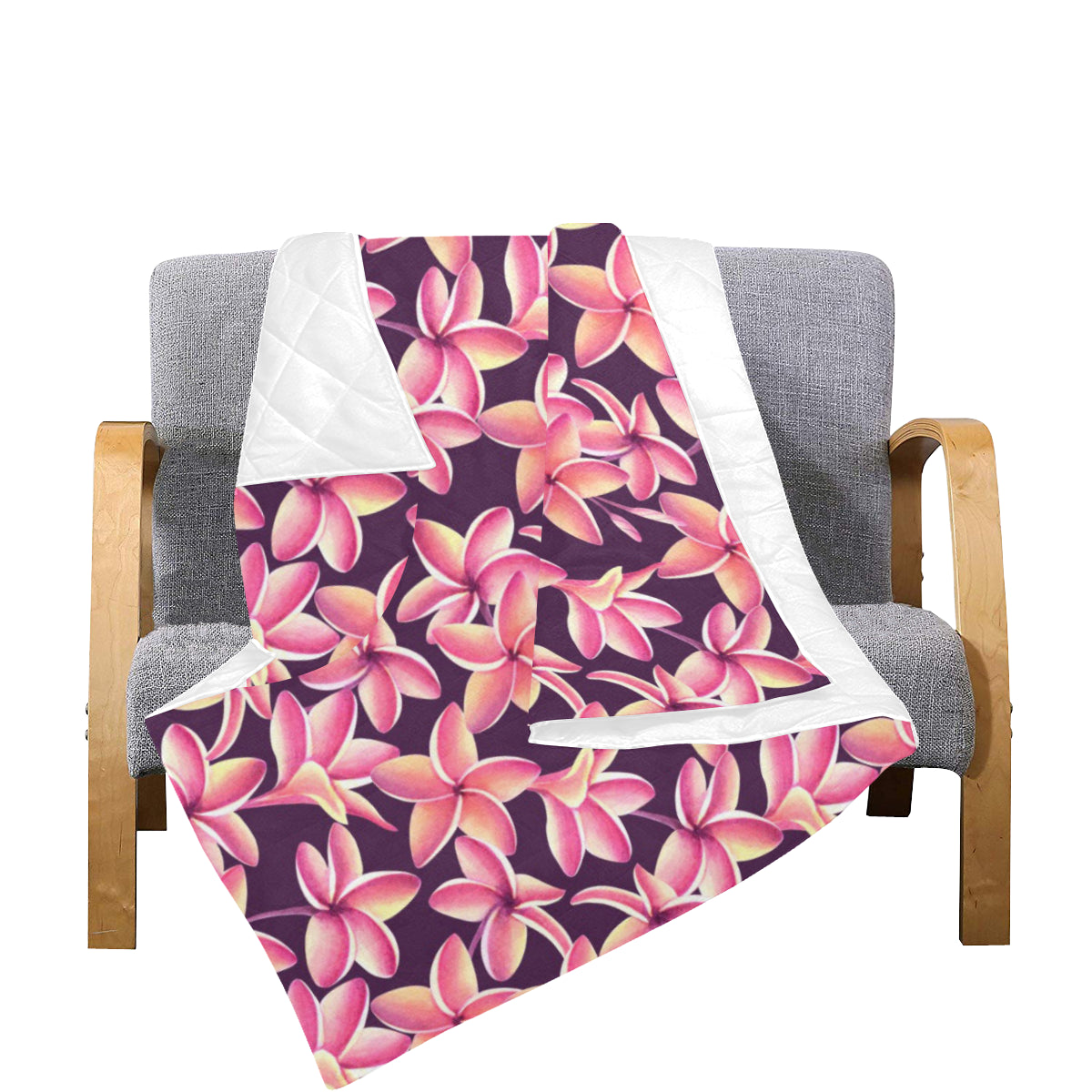 Purple Plumeria Pattern Print Design PM010 Premium Quilt