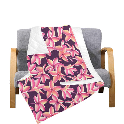 Purple Plumeria Pattern Print Design PM010 Premium Quilt