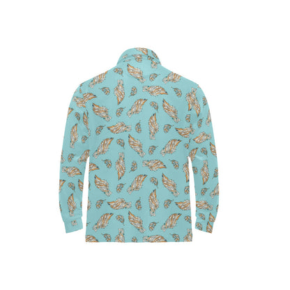 Angel Wings Pattern Print Design 03 Long Sleeve Polo Shirt For Men's