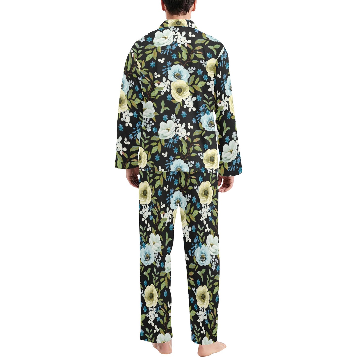 Anemone Pattern Print Design AM03 Men's Long Pajama Set