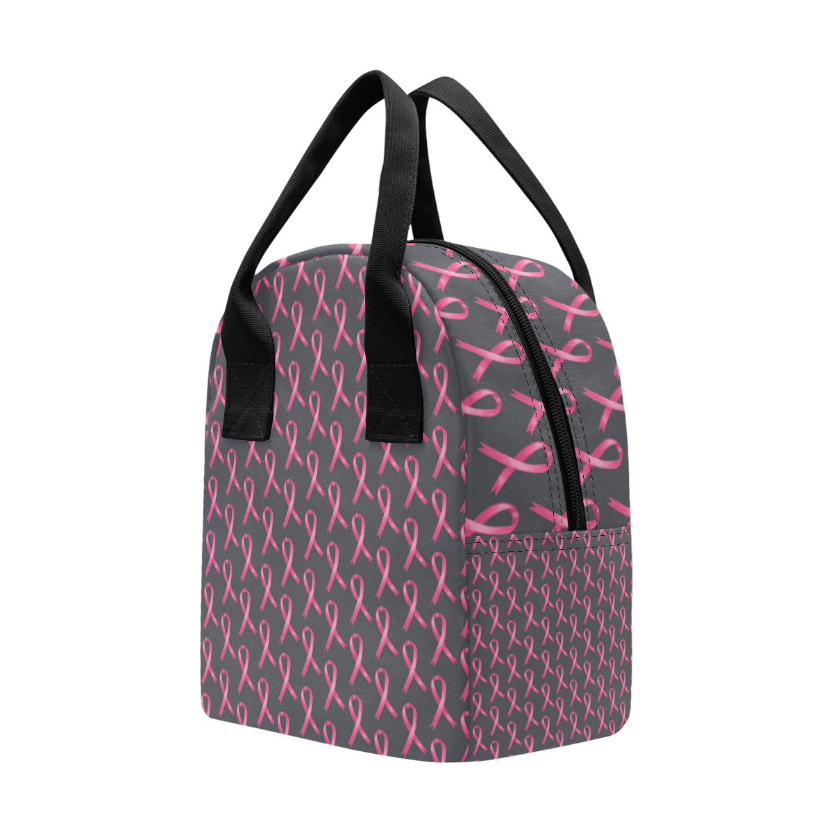 Breast Cancer Awareness Pattern Insulated Lunch Bag