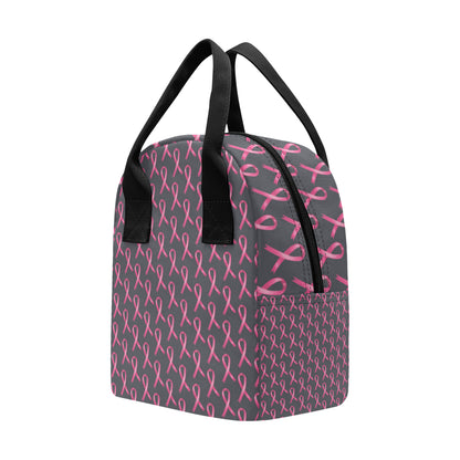 Breast Cancer Awareness Pattern Insulated Lunch Bag