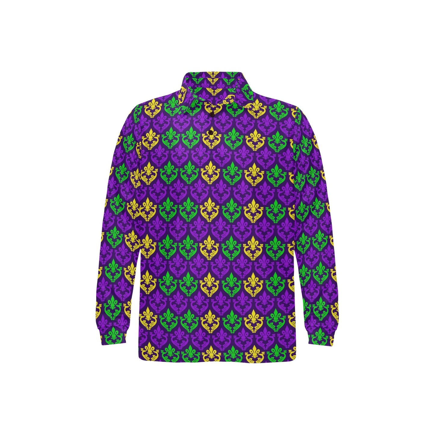 Mardi Gras Pattern Print Design 02 Long Sleeve Polo Shirt For Men's
