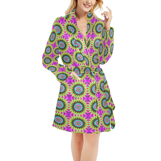 Optical illusion Flower Rainbow Style Women's Fleece Robe