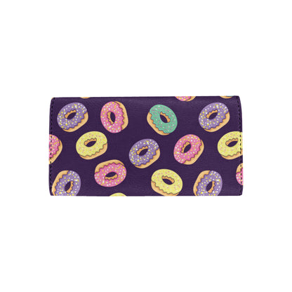Donut Pattern Print Design DN08 Women's Trifold Wallet