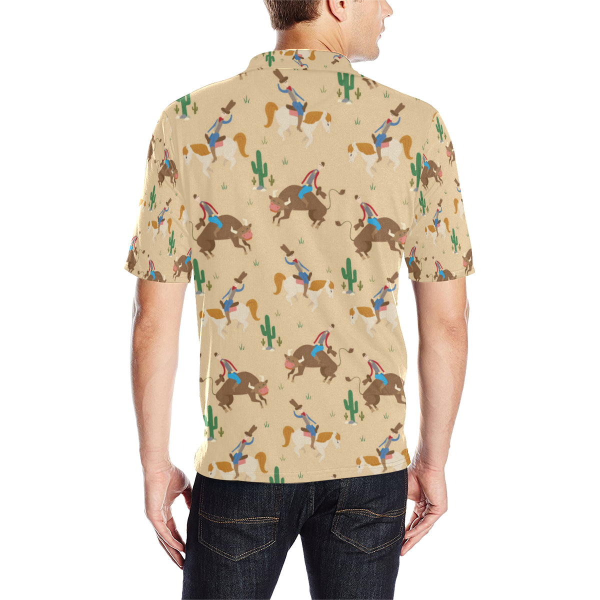 Rodeo Pattern Print Design A02 Men Polo Shirt