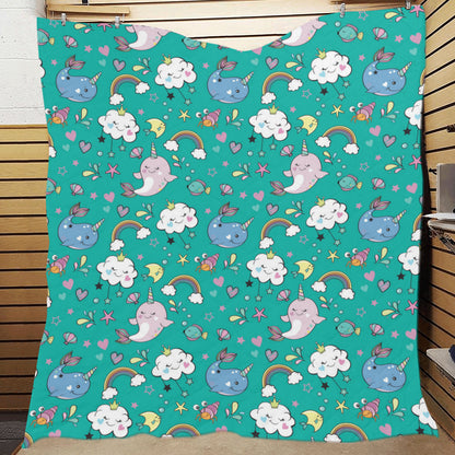 Narwhal Pattern Print Design 04 Premium Quilt