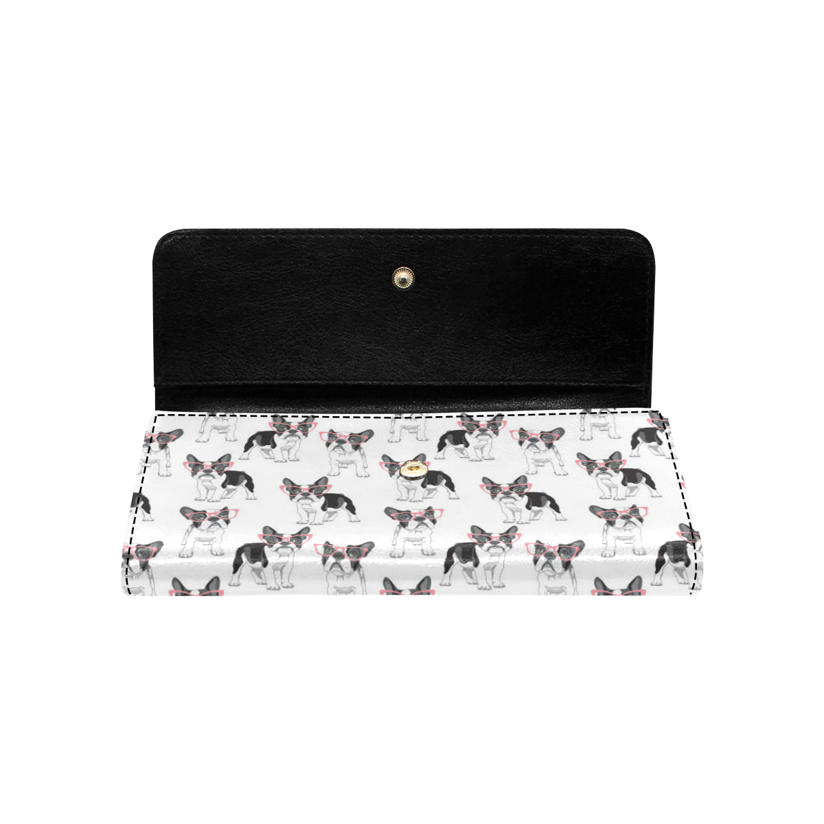 Boston Terrier Pattern Print Design 03 Women's Trifold Wallet