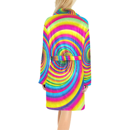 Vortex Twist Swirl Rainbow Design Women's Fleece Robe