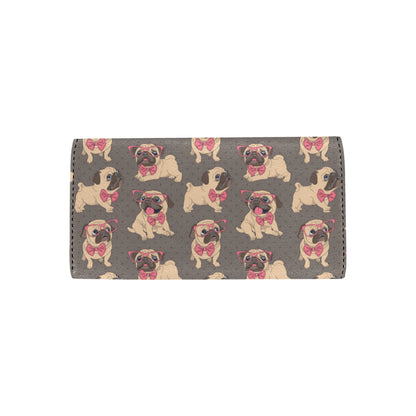 Pug Pattern Print Design A05 Women's Trifold Wallet