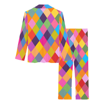 Harlequin Pattern Print Design 02 Women's Long Pajama Set