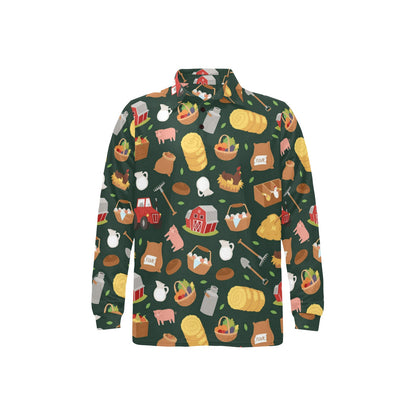 Agricultural Farm Print Design 02 Long Sleeve Polo Shirt For Men's