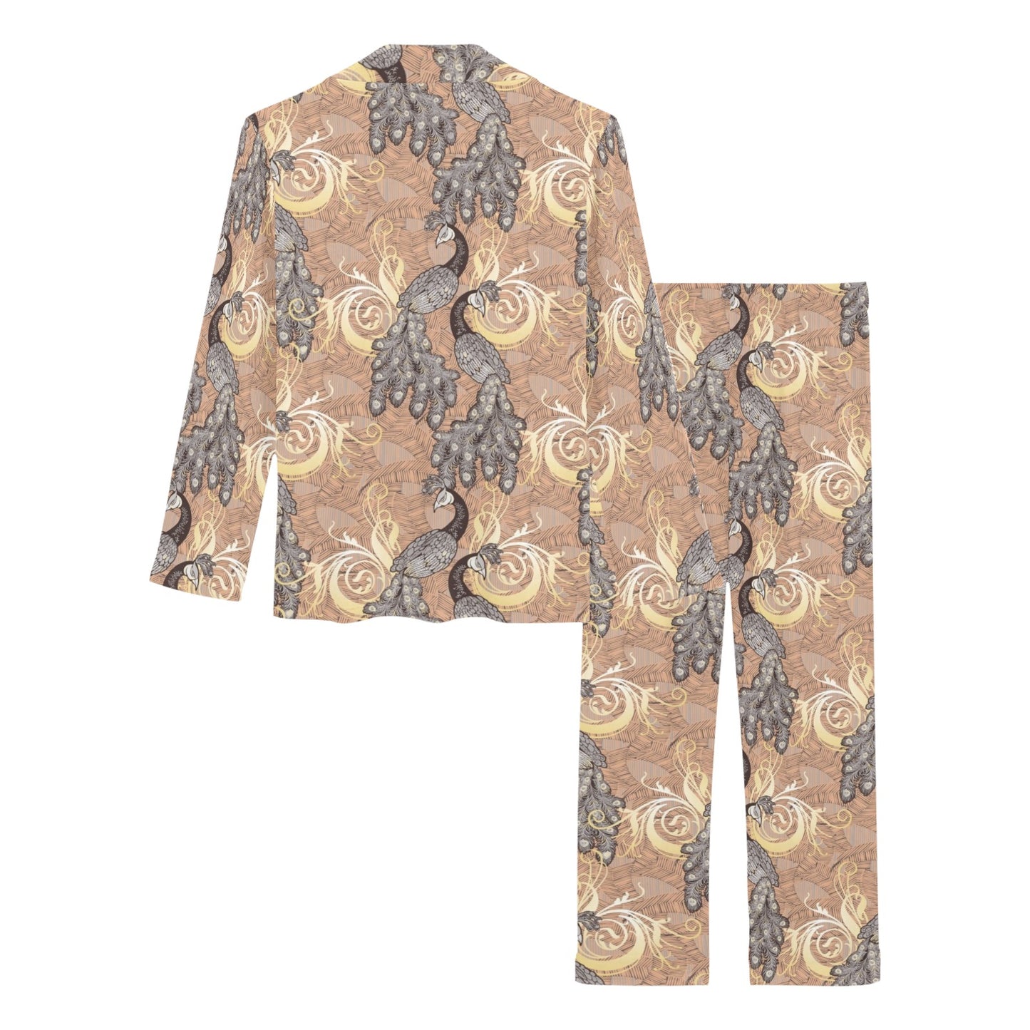 Peacock Pattern Print Design A05 Women's Long Pajama Set