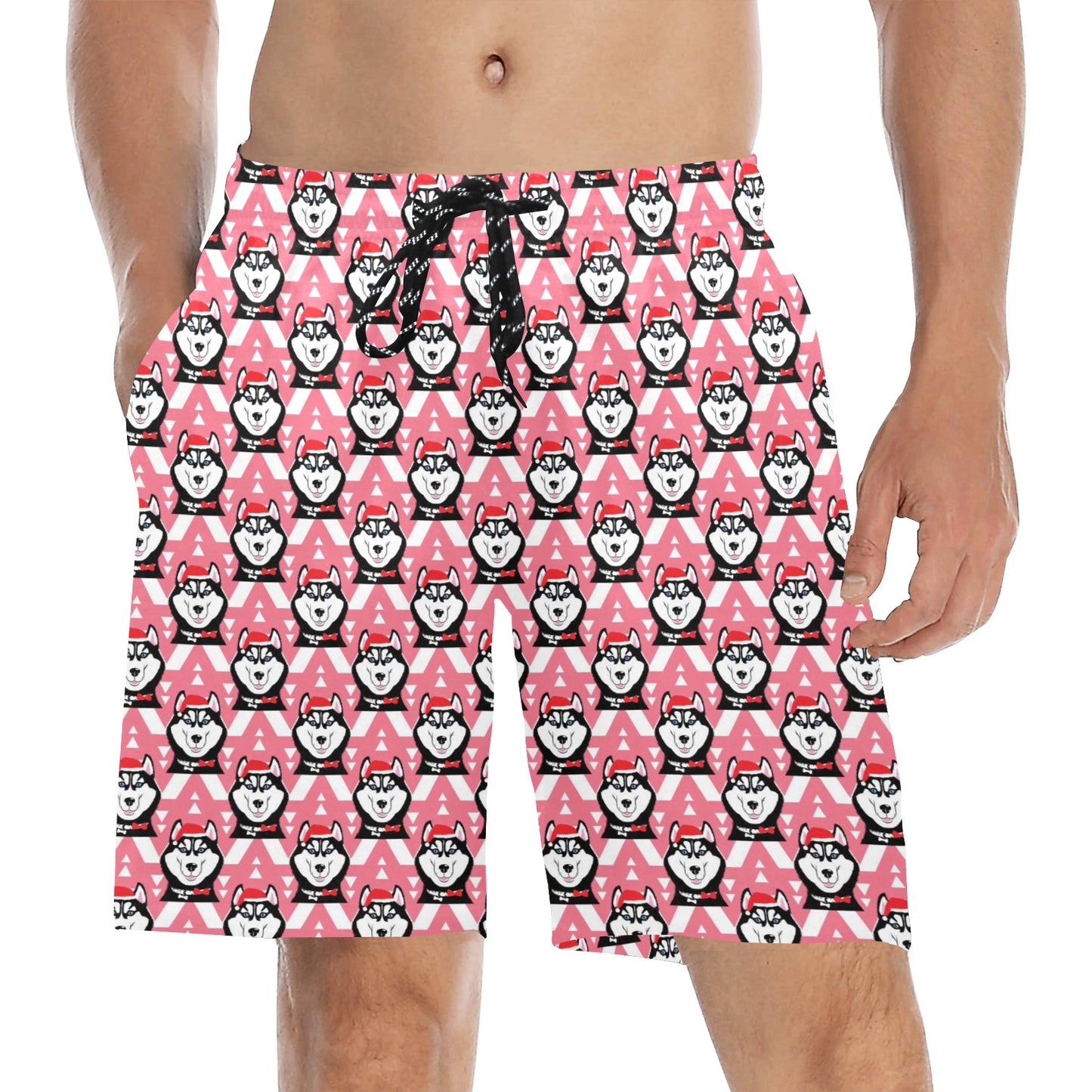 Siberian Huskies Christmas Themed Print Design LKS302 Men's Swim Trunks Beach Shorts