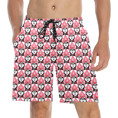 Siberian Huskies Christmas Themed Print Design LKS302 Men's Swim Trunks Beach Shorts