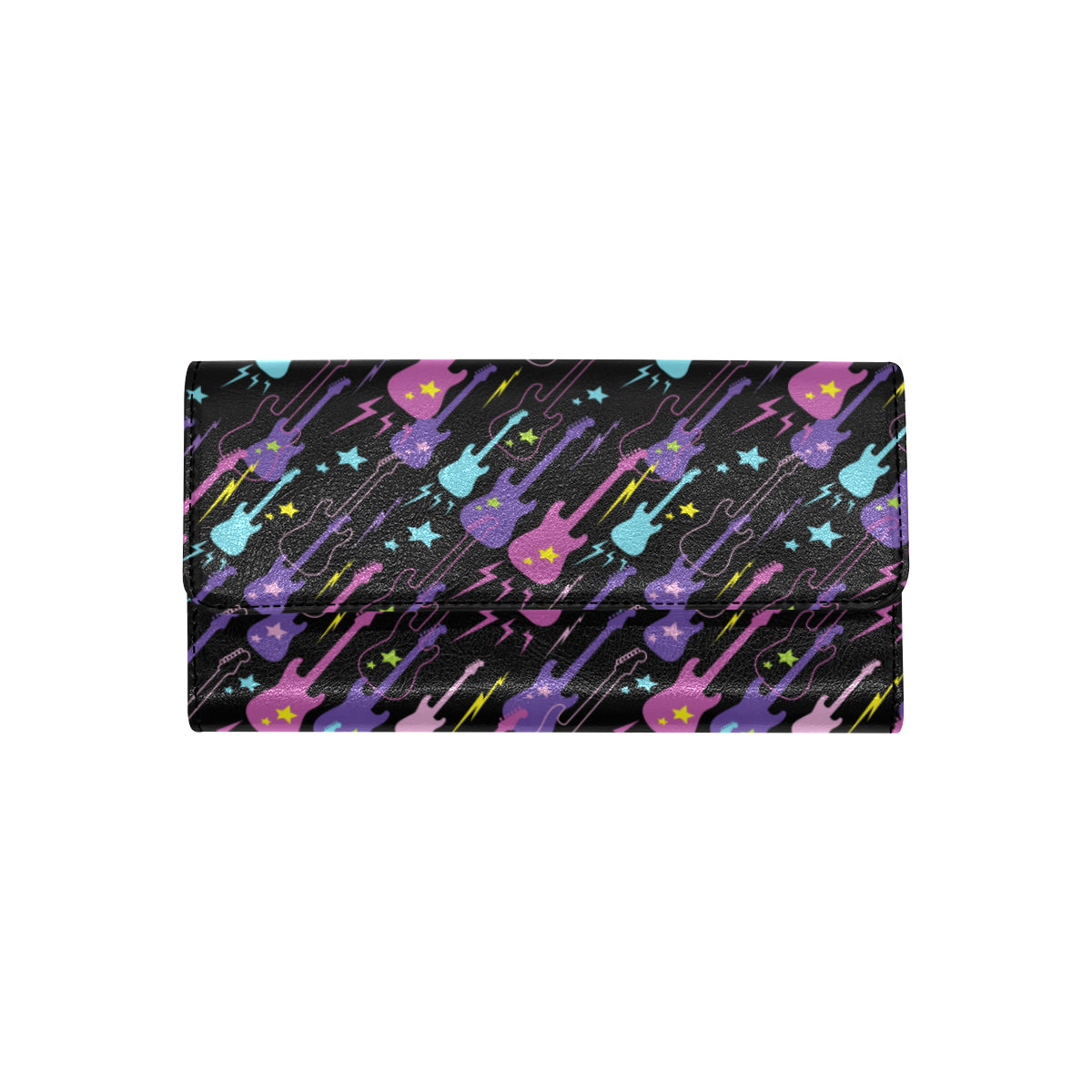 Electric Guitar Pattern Print Design 02 Women's Trifold Wallet