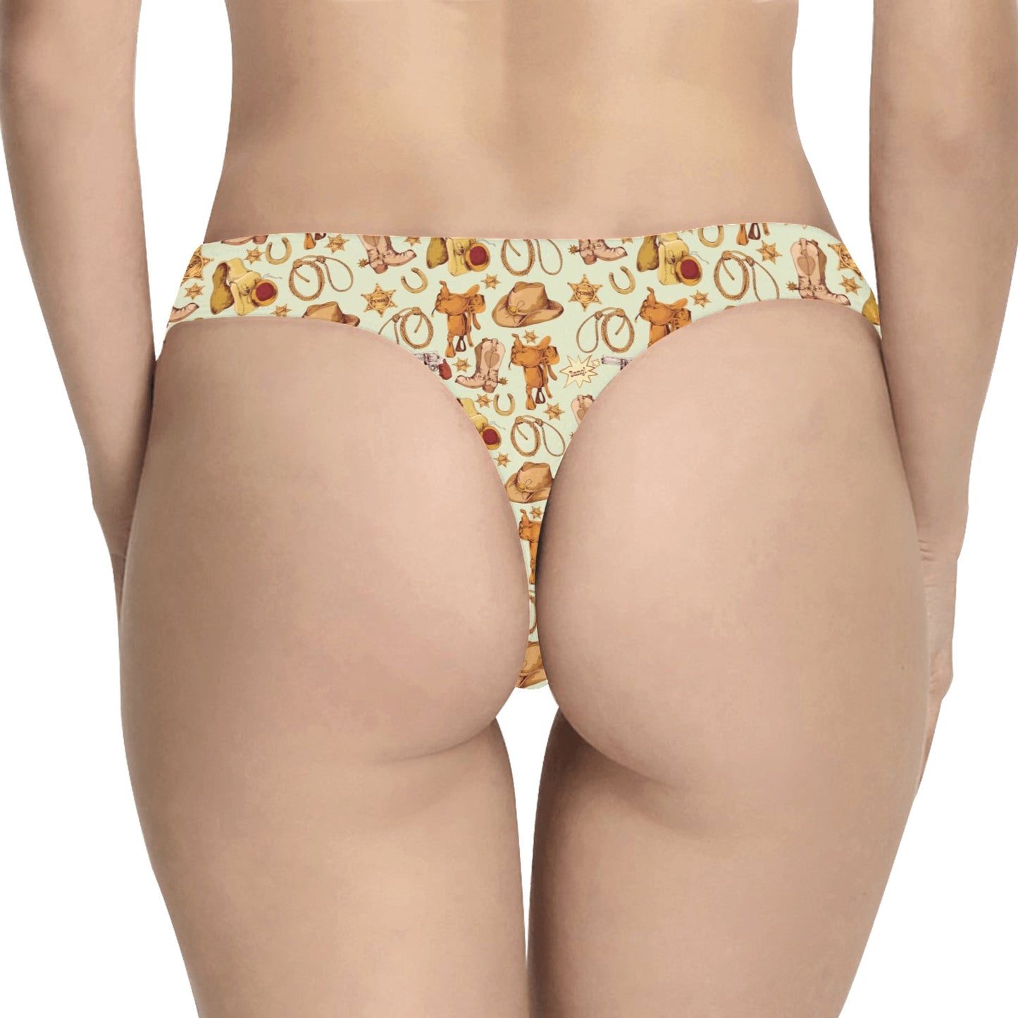 Western Cowboy Design Pattern Women's Thongs