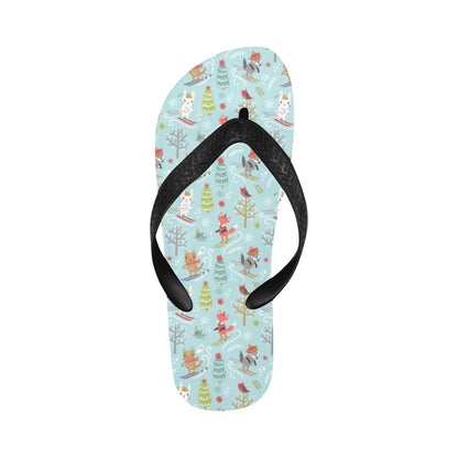 Ski Fox Cute Print Design LKS303 Flip Flops