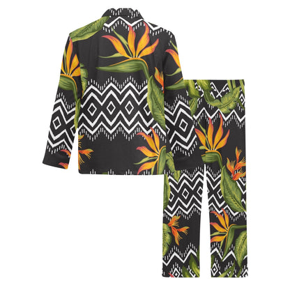 Bird Of Paradise Pattern Print Design BOP07 Men's Long Pajama Set