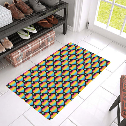 Rainbow Heart Print Pattern Rubber Doormat