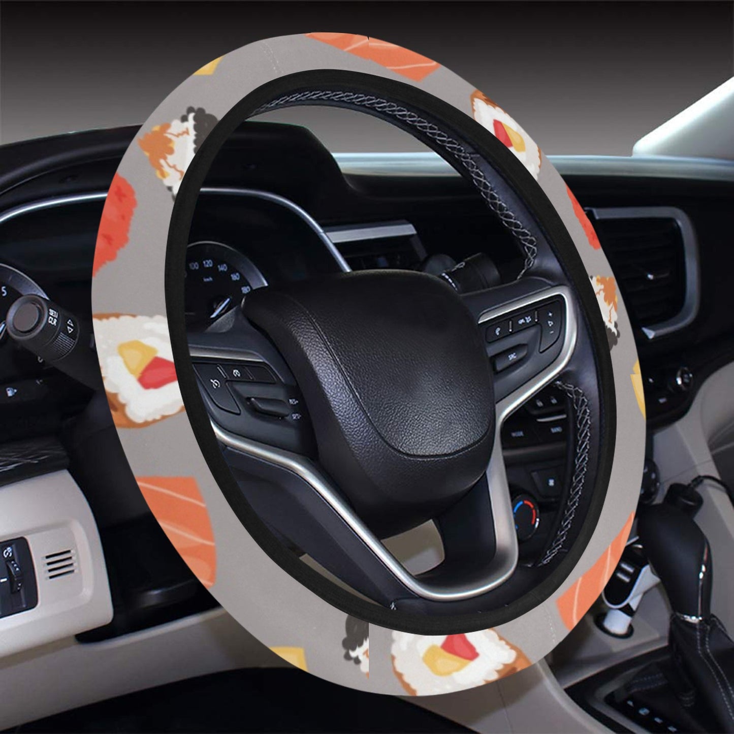 Sushi Print Design LKS307 Steering Wheel Cover with Elastic Edge