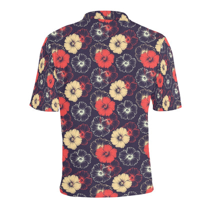 Tropical Flower Print Design LKS302 Men Polo Shirt