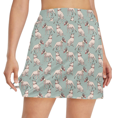 Bull Terrier Cute Print Pattern 17" Golf & Pickleball Skort with Pockets