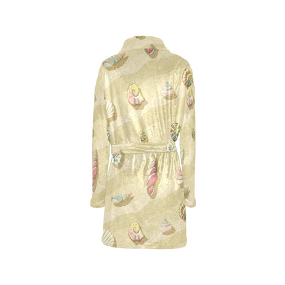 Beach with Seashell Theme Women's Fleece Robe