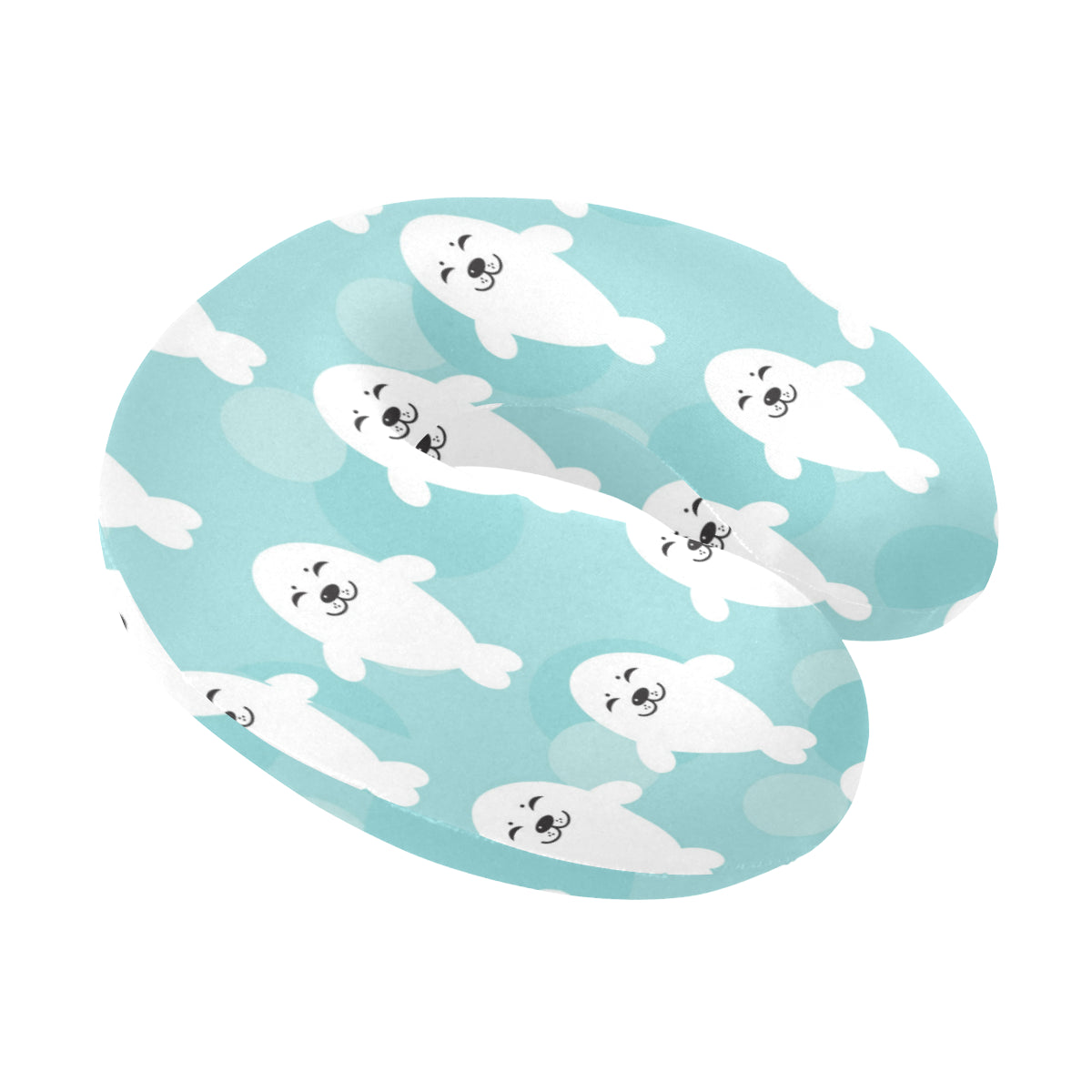 Sea Lion Baby Pattern Print Design 01 U-Shaped Travel Neck Pillow
