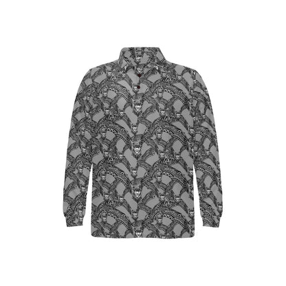 Bat Pattern Print Design 04 Long Sleeve Polo Shirt For Men's
