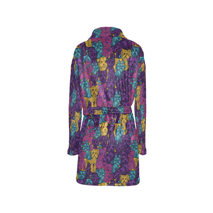 Yorkshire Terriers Print Design LKS3010 Women's Fleece Robe