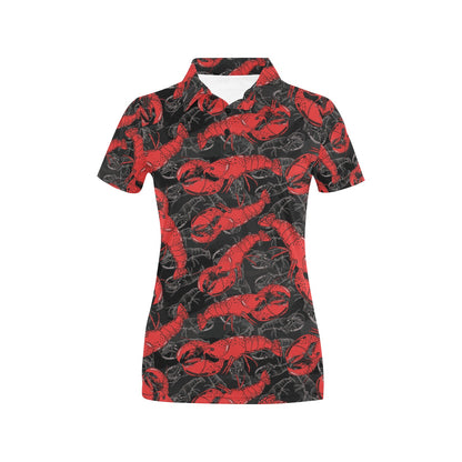 Lobster Pattern Print Design 04 Women's Polo Shirt