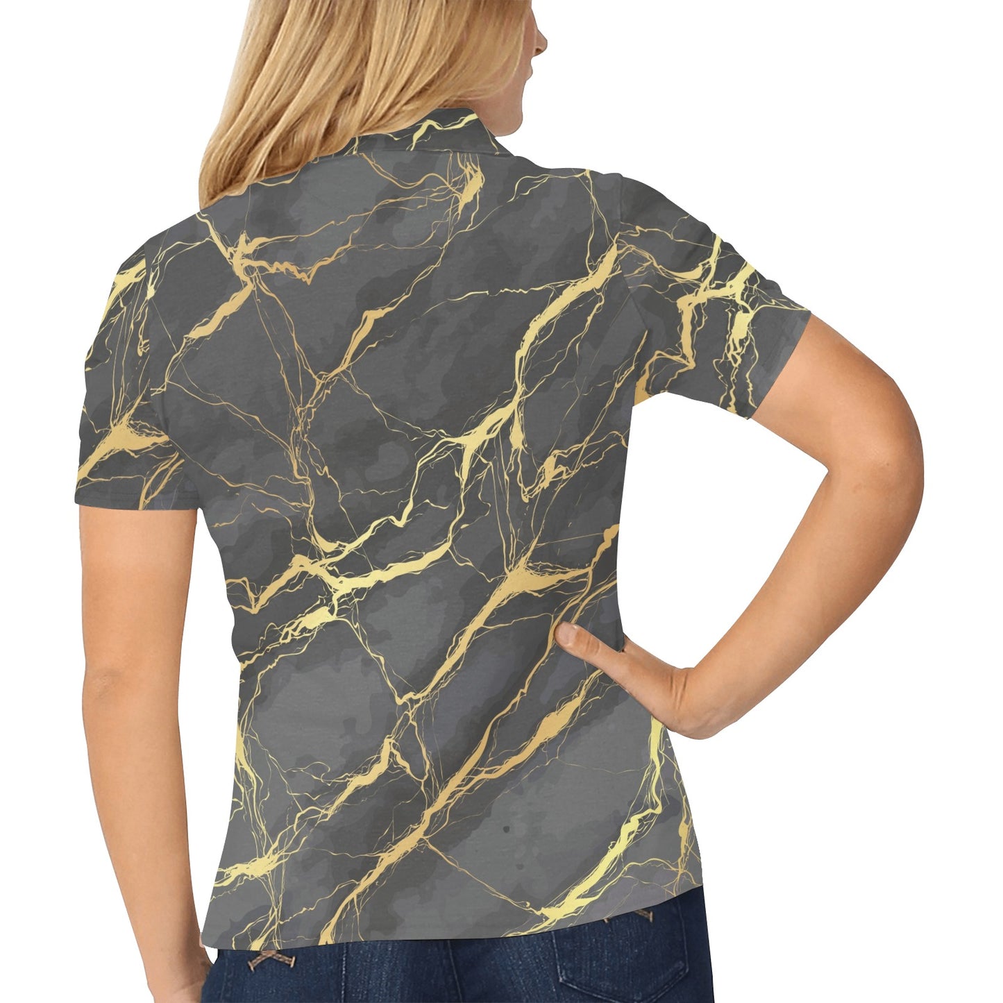 Marble Pattern Print Design 02 Women's Polo Shirt