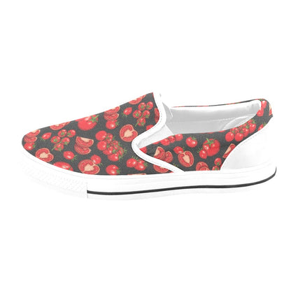 Tomato Print Design LKS303 White Slip Ons Canvas Women's Shoes