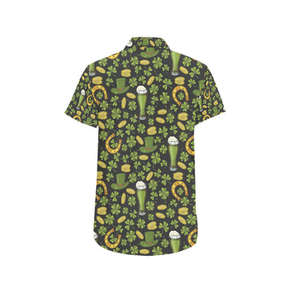St Patricks Day Print Design LKS307 Men Short Sleeve Button Up Shirt
