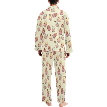 Cupcake Pattern Print Design 04 Men's Long Pajama Set