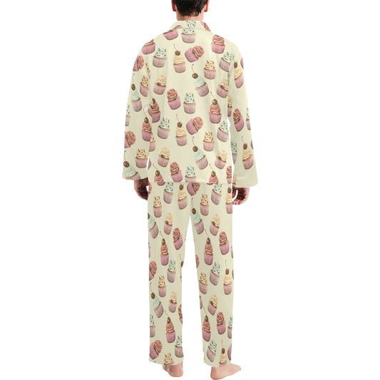 Cupcake Pattern Print Design 04 Men's Long Pajama Set