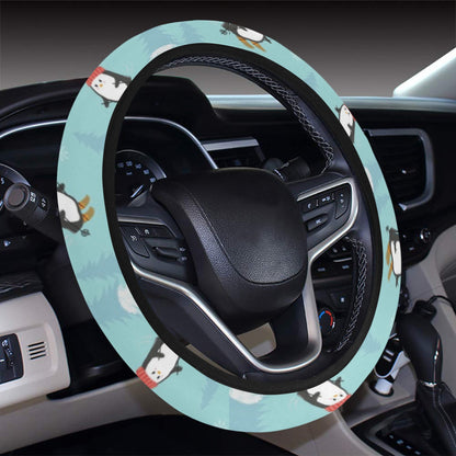Ski Penguin Print Design LKS304 Steering Wheel Cover with Elastic Edge