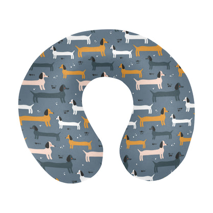 Dachshund Pattern Print Design 012 U-Shaped Travel Neck Pillow